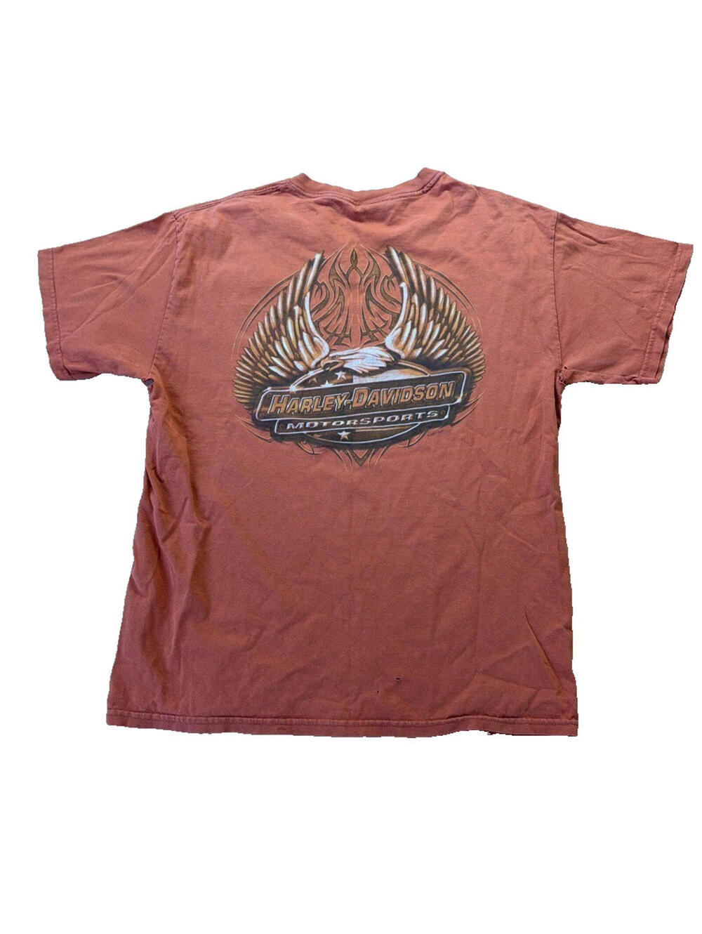 Y2K Harley Davidson Tribal Eagle Rust Orange Large t-shirt